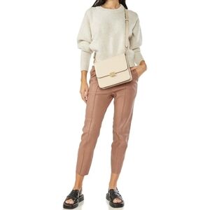 SPRWMN Los Angeles Leather Raw Hem Joggers Size Small Color Rosewood Stripe